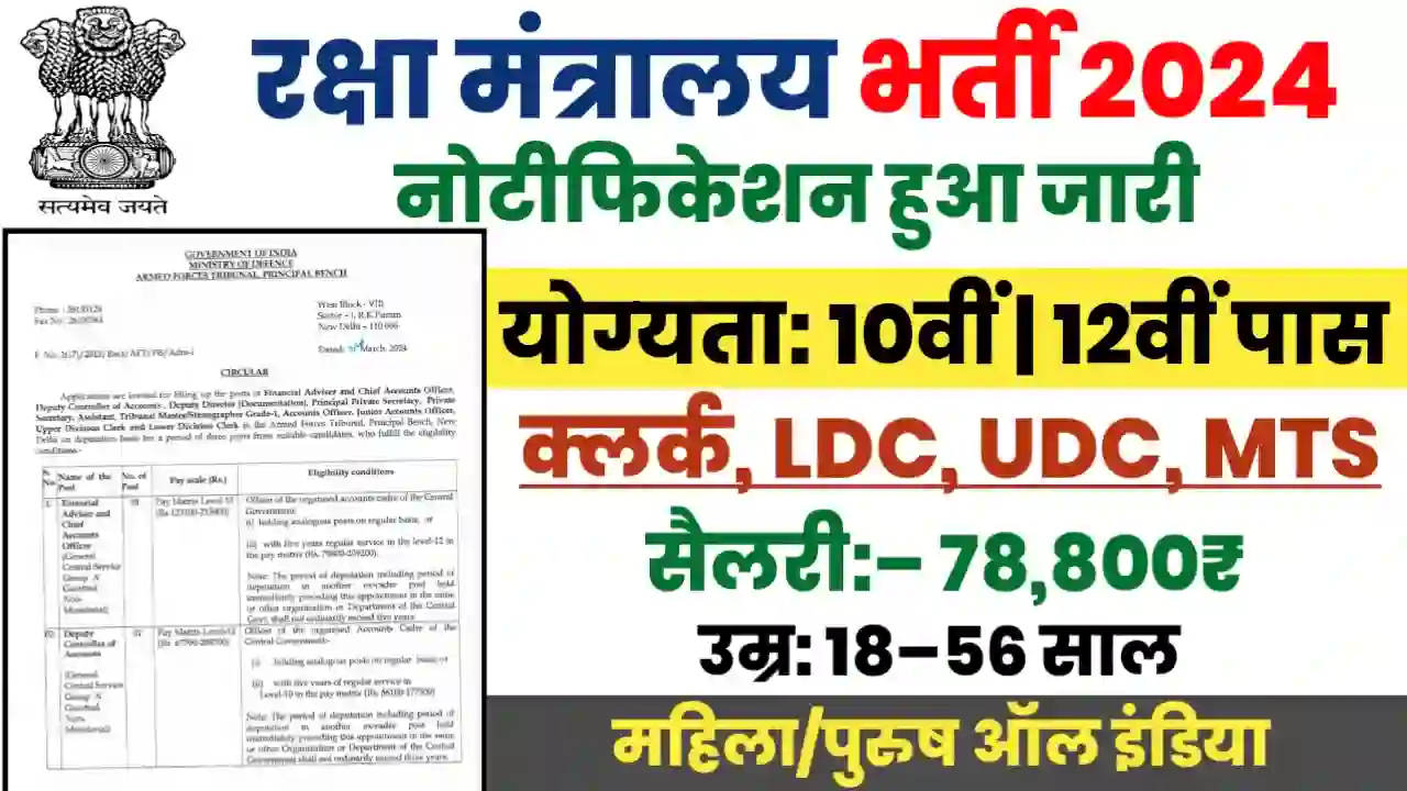Ministry of Defence LDC Finance Department Bharti